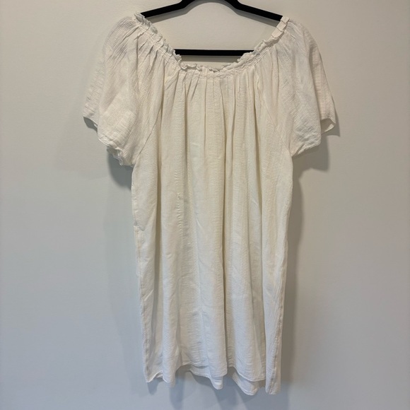 Faherty Annabelle White Organic Cotton Flax Dress Peasant Cottagecore Costal - Picture 12 of 14